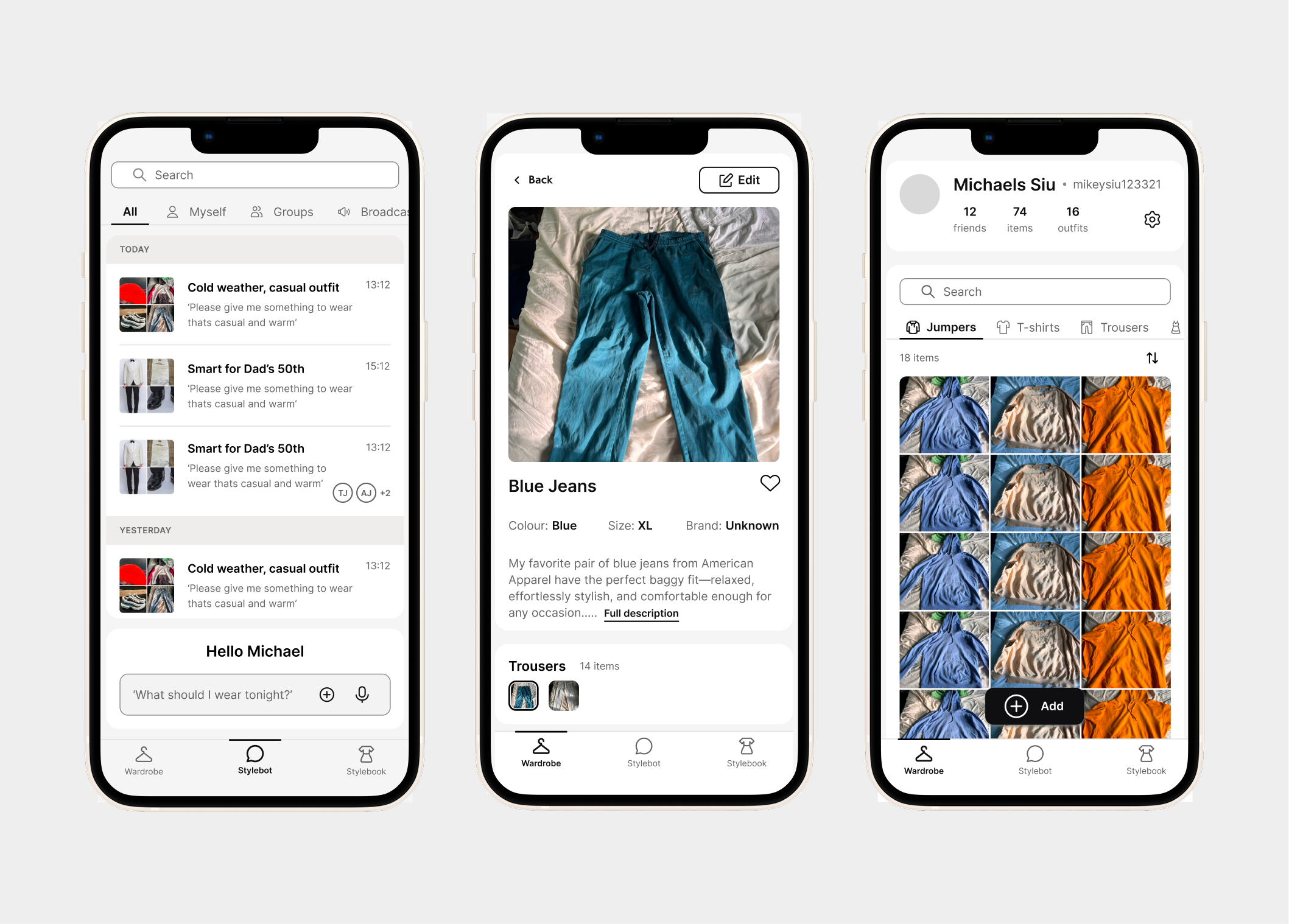 Virtual wardrobe app